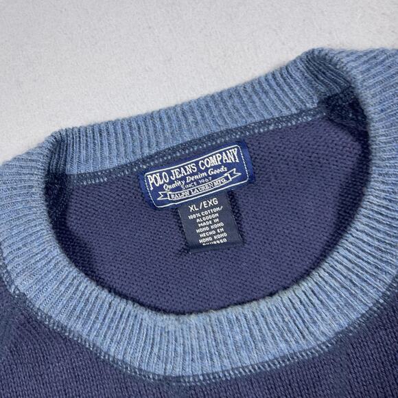 Polo Jeans Company Sweater Mens XL Crewneck Contrast Trim Pullover Ralph Lauren - Picture 3 of 9